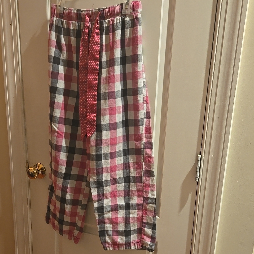 Pink and Gray Pajama Bottoms Cozy Flannel
